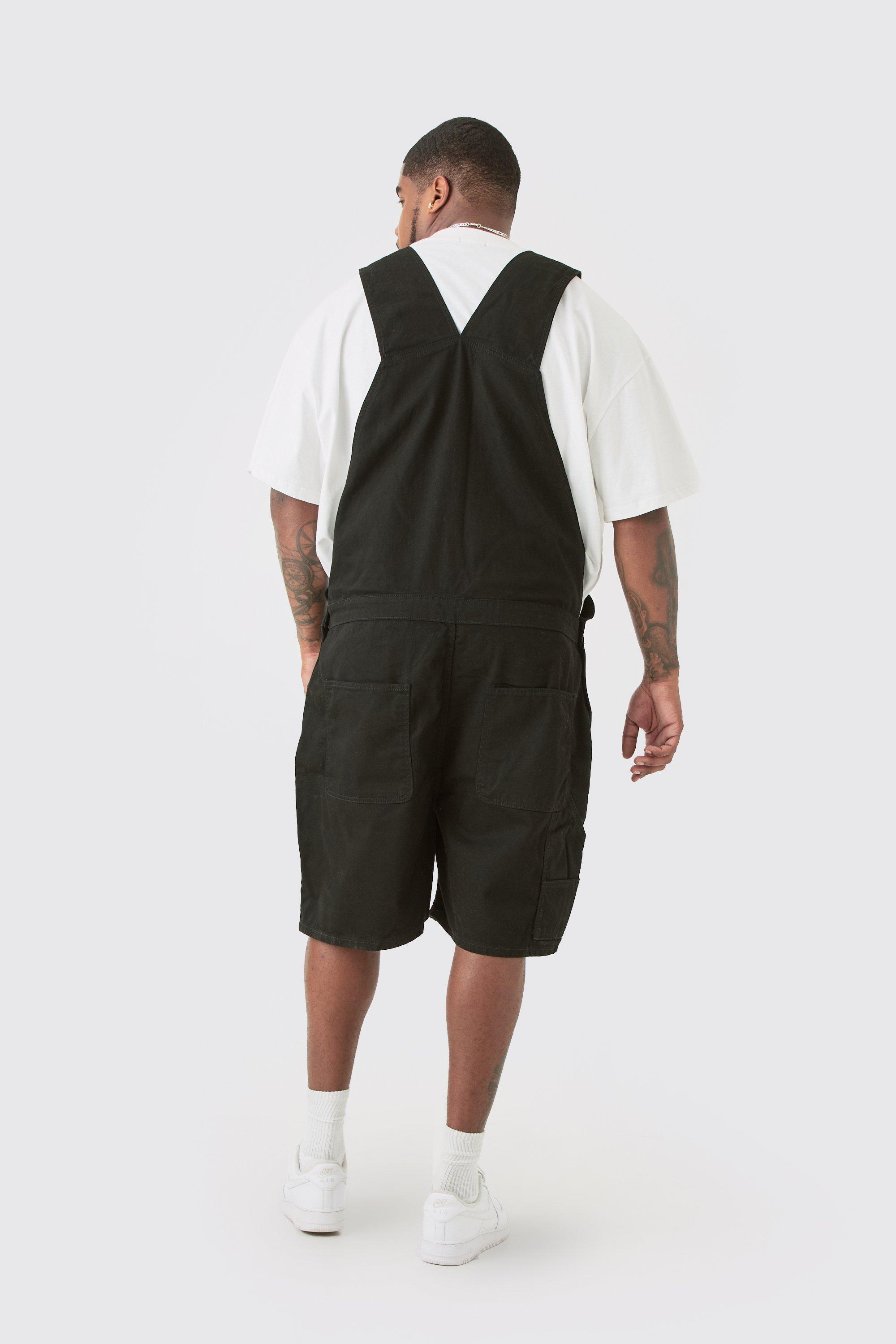 Plus Dungaree Short In True Black boohoo NO